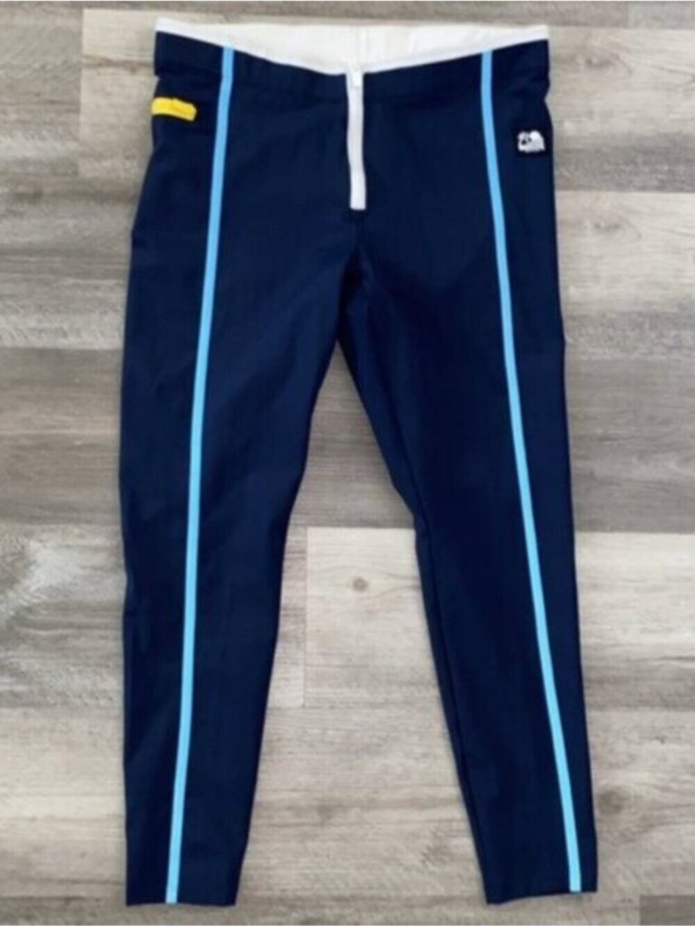 STAUD x New Balance Collab Flat Front Pants Blue Zip Closure Stripe Golf Large
